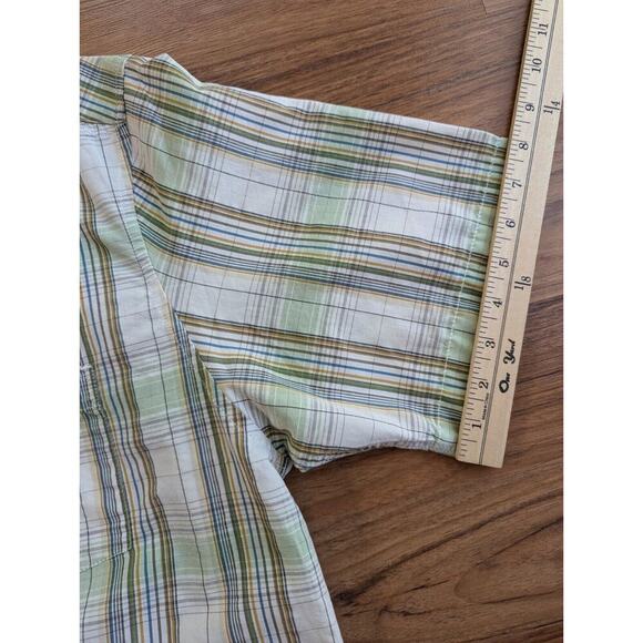Quicksilver Shirt Mens XL Green Plaid Button Up Short Sleeve Cotton Y2K B8 - Picture 10 of 13
